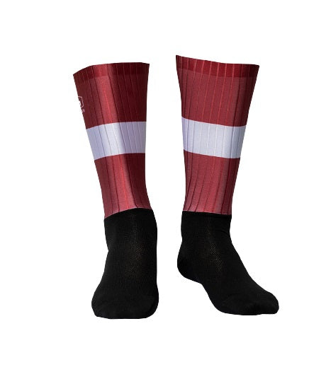 Aero socks 4Cyclists Latvia red and white